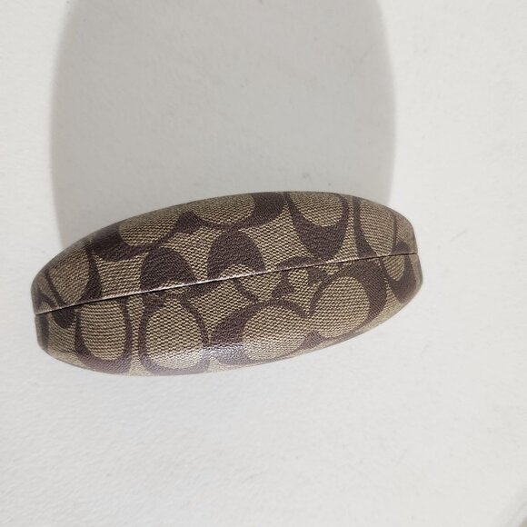 Coach Signature Pattern Hard Eyeglass/Sunglasses Case Beige & Brown - Picture 5 of 11